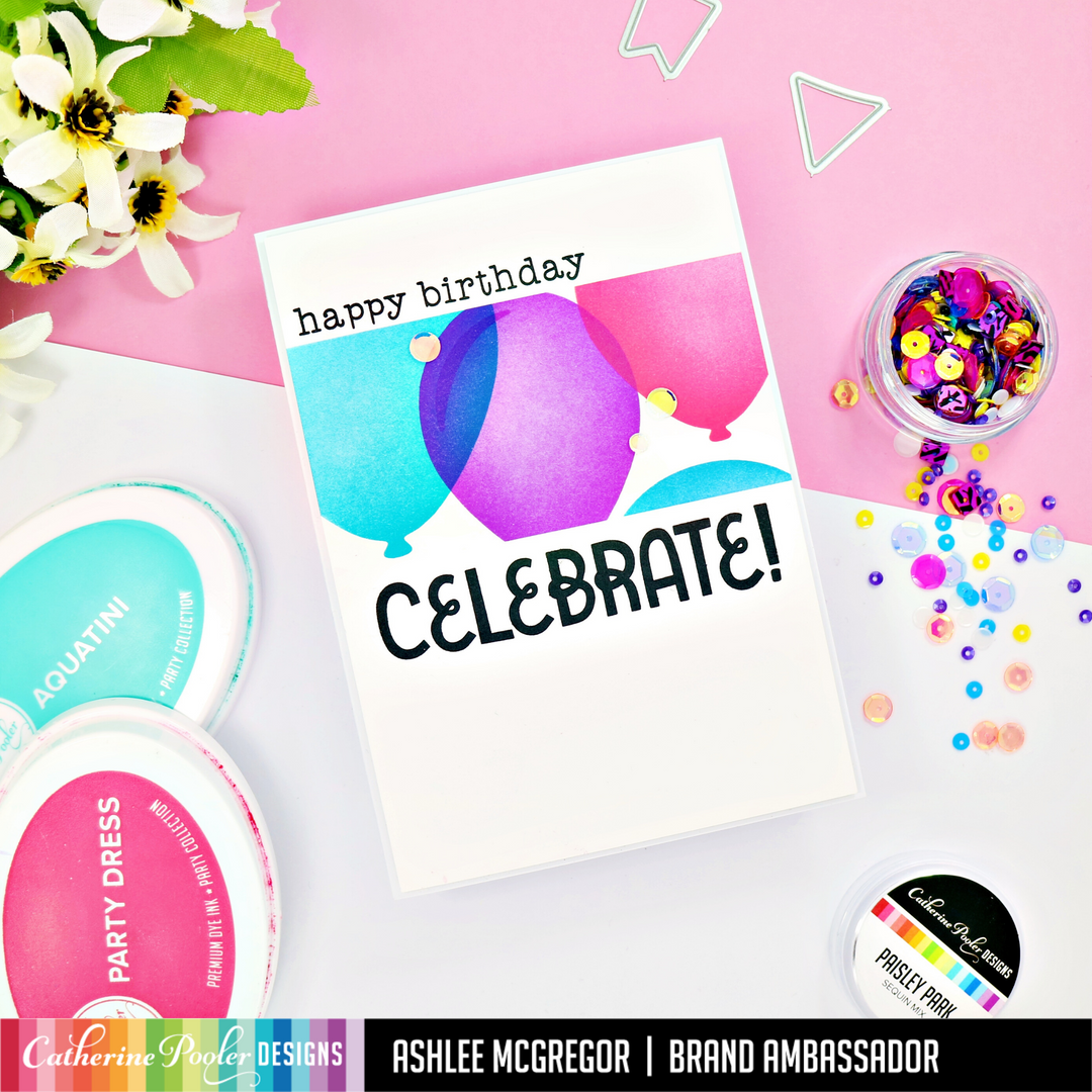 happy birthday card with oval balloons