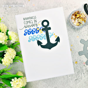 happiness comes in waves card with anchor