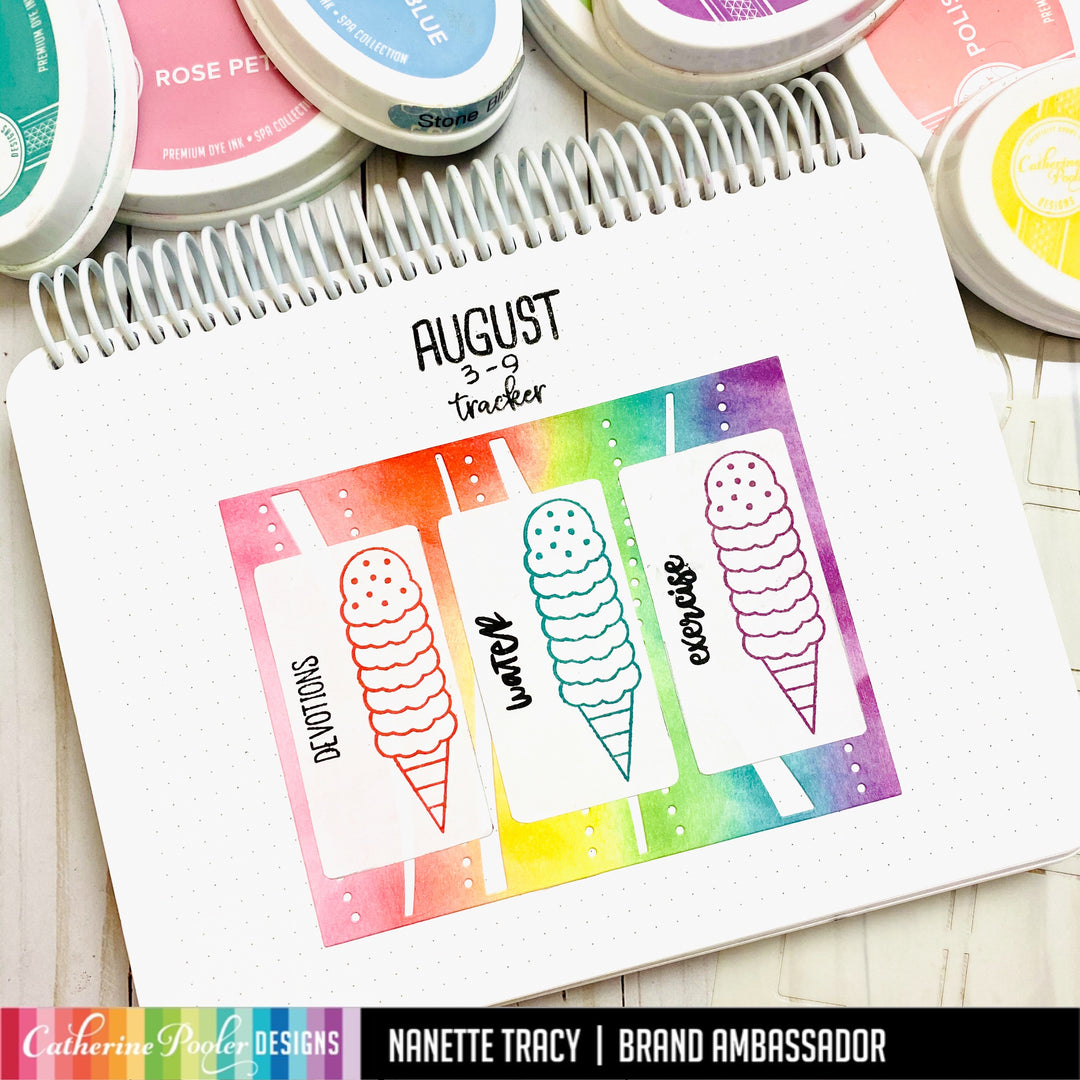 August habit tracker with ice cream scoops