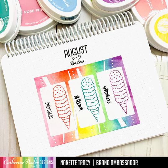 August habit tracker with ice cream scoops