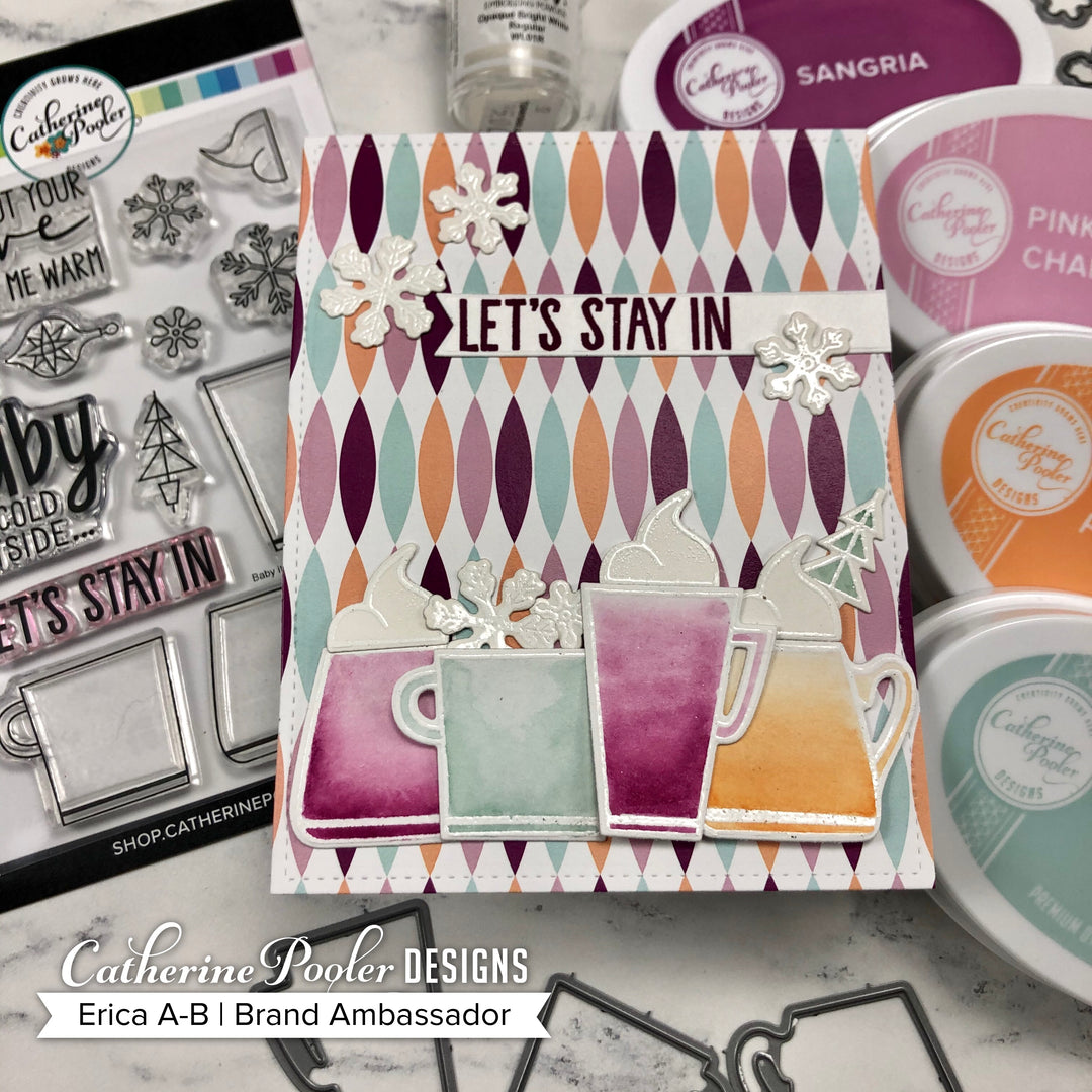 Baby, It's Cold Outside Stamp Set on Oval patterned Background