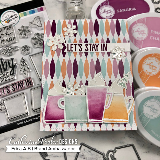 Baby, It's Cold Outside Stamp Set on Oval patterned Background