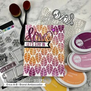 Baby, It's Cold Outside Stamp Set on Purple and Orange Leaves Background