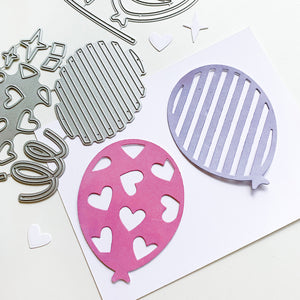 die cut purple and pink balloons