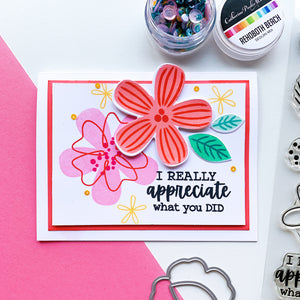 card with blossoms and rehoboth beach sequins