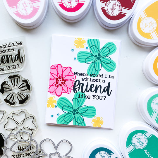 card with big blossoms and sentiment
