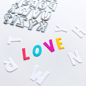 Block Alphabet Dies "Love" Cutout