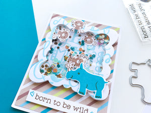 A to Z Background Stamp Shaker Card with Safari Animals