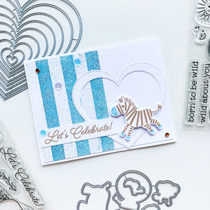 Let's celebrate card with stitched heart and zebra