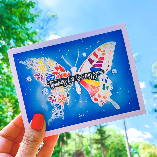 Butterfly in Bloom with rainbow coloring