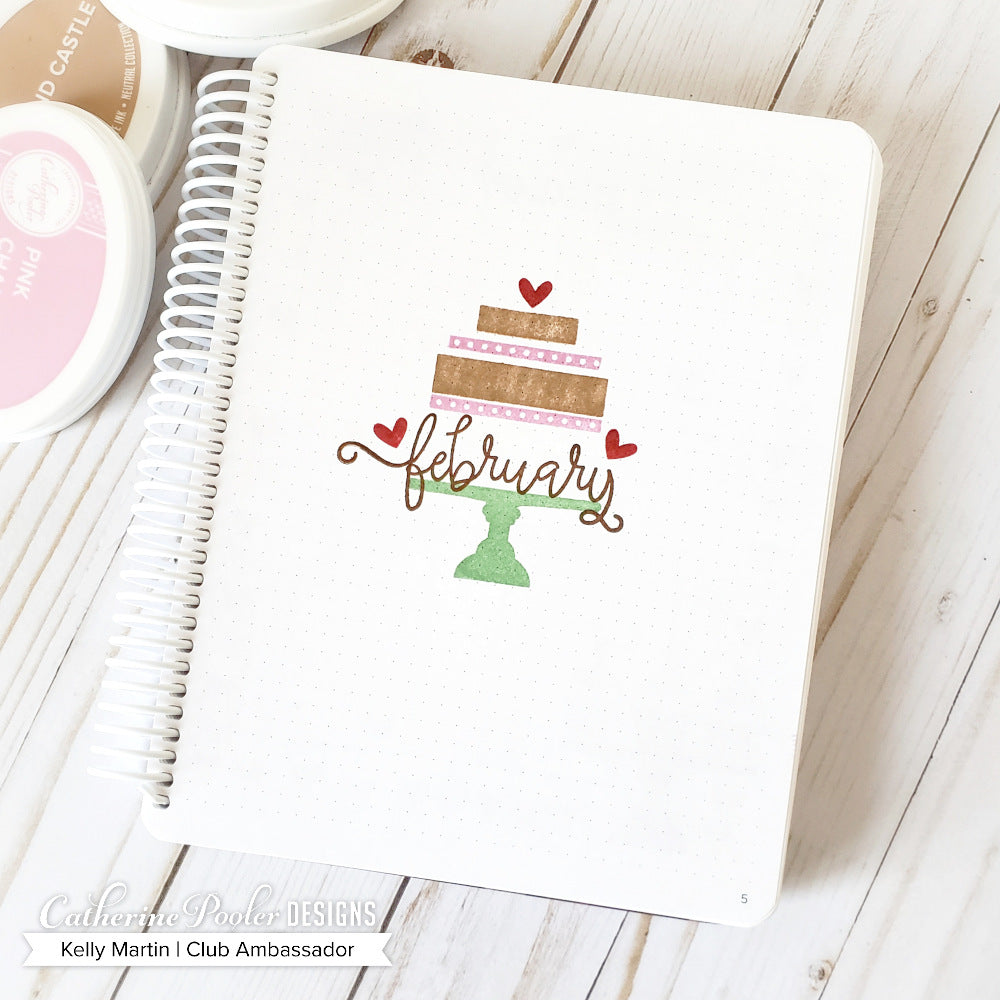 February Stamp Set canvo spread with cake stand