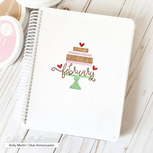 February Stamp Set canvo spread with cake stand