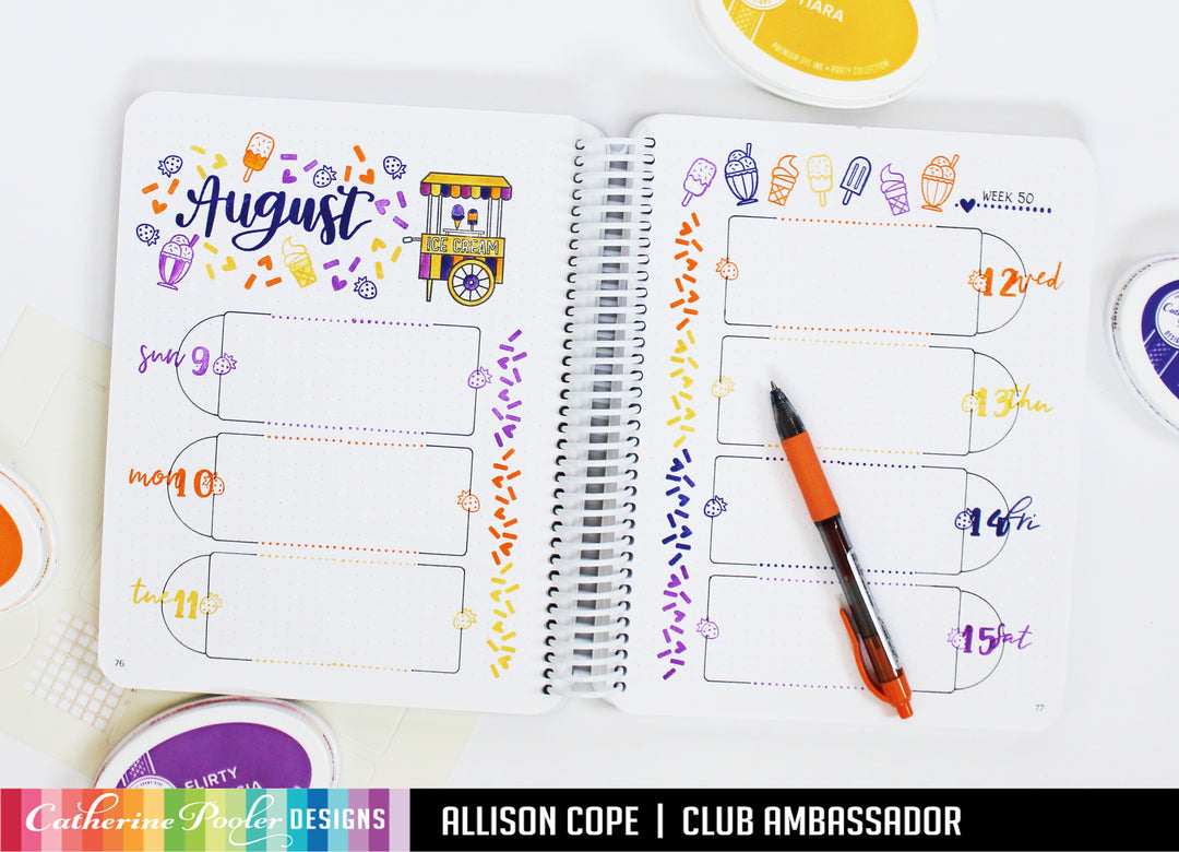 august week calendar in canvo journal