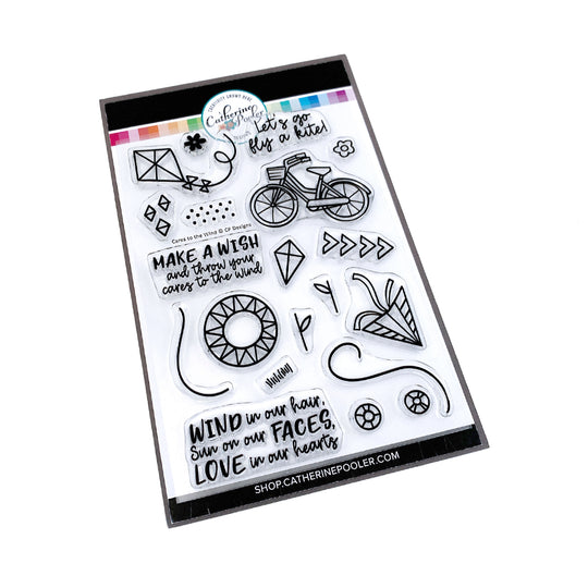 stamp set with bike and kite