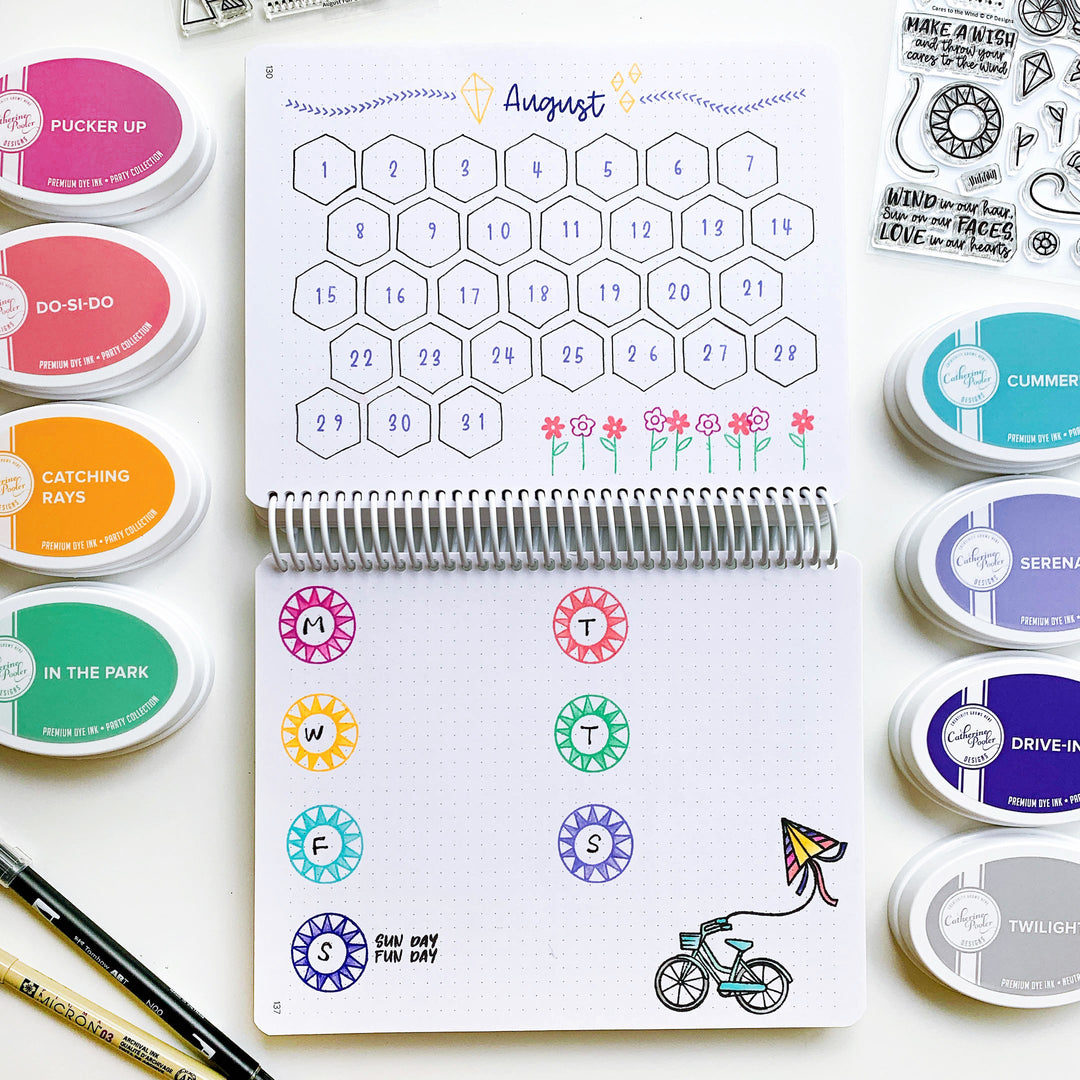 august calendar in bullet journal