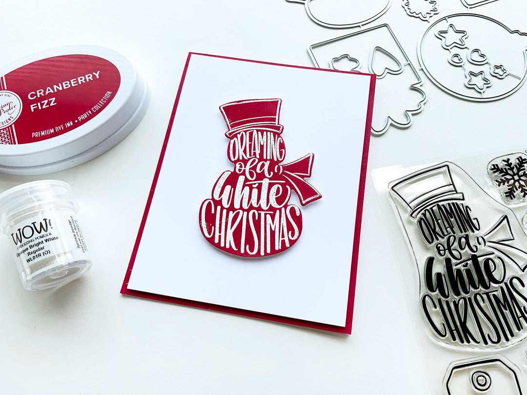 Red Snowman with white sentiment on white background