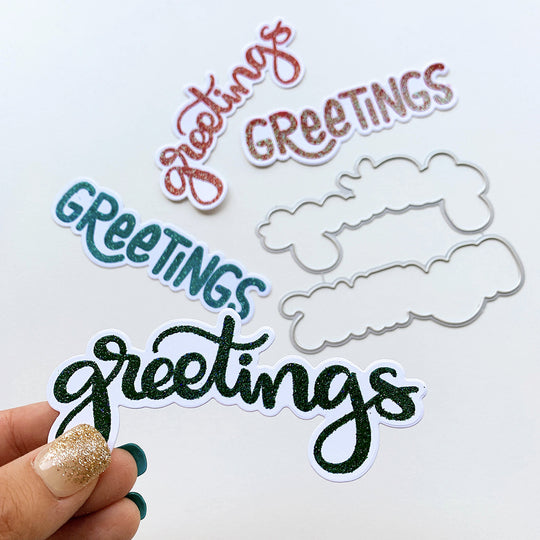 Cheerful Greetings Sentiment Stamp Set embossed samples