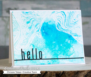 hello card with marble swirl background