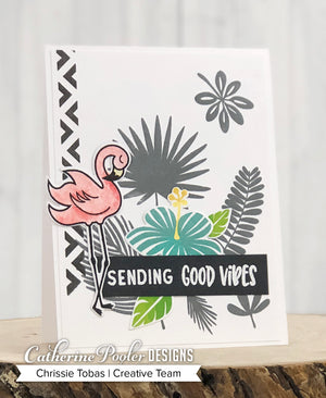 sending good vibes card with flamingo