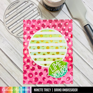 lime yours card with spotted background