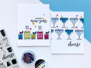 Cocktail Party glasses on two cards