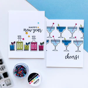 Cocktail Party glasses on two cards