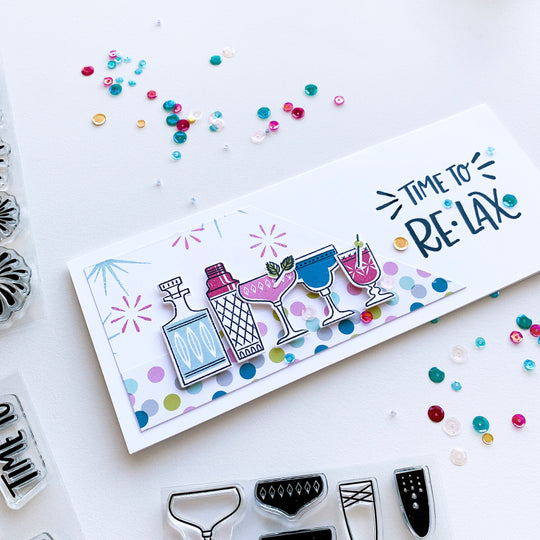 Time to Relax Cocktail Glasses slimline card