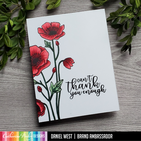 thank you card with red flowers