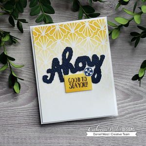 ahoy card with shell parade background