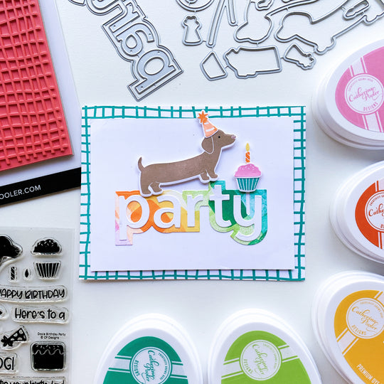 Doxie with cupcake party card