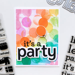 It's a party card with balloon background
