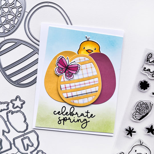 celebrate spring card with egg hunt dies