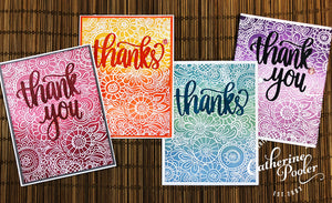 four cards made with thanks die