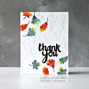 thank you card with colorful leaves