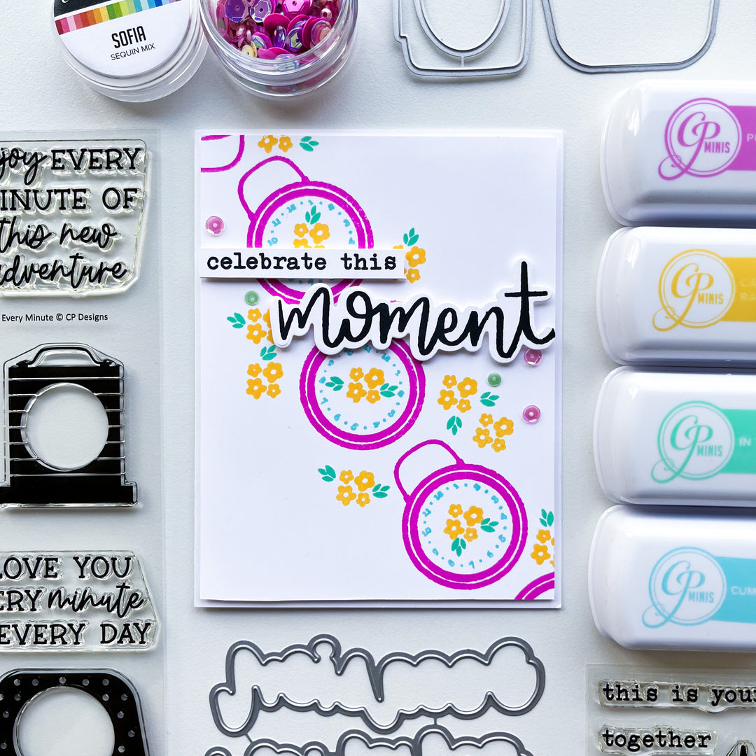 celebrate this moment card with every moment stamps