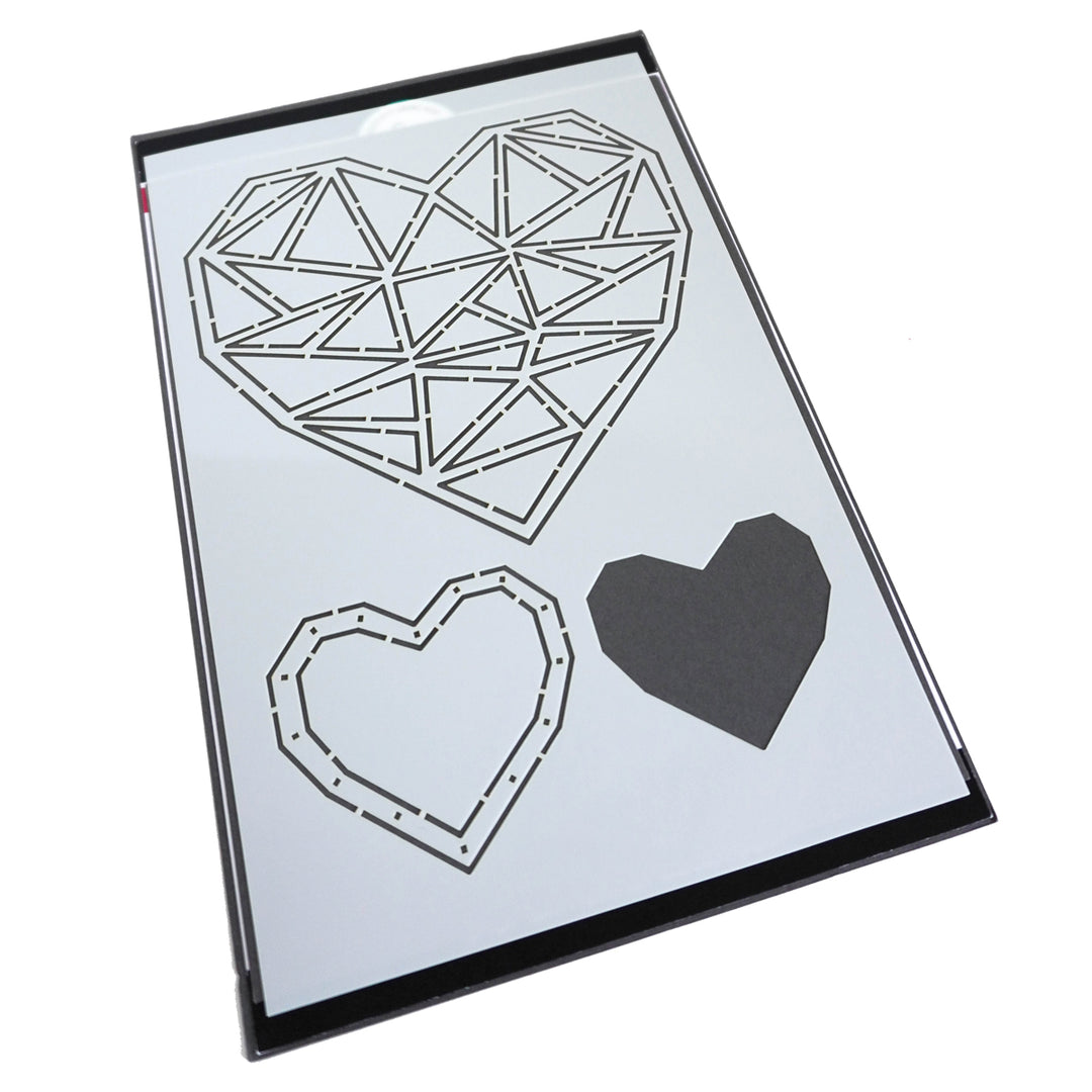 Faceted Heart Trio Stencil