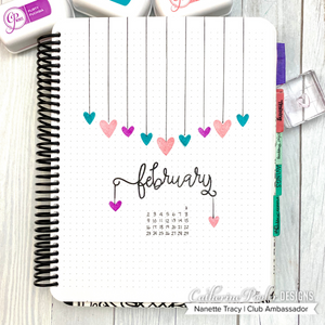 February Stamp Set Canvo spread with hearts