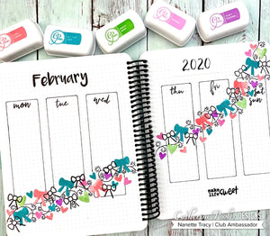 February weekly canvo spread with hearts and bows