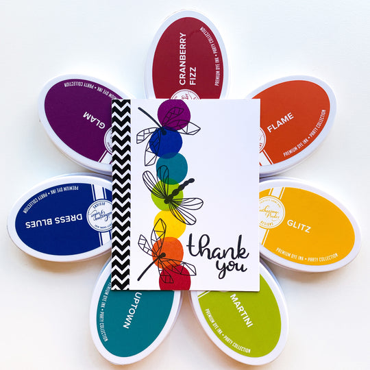 thank you card on top of coordinating ink pads