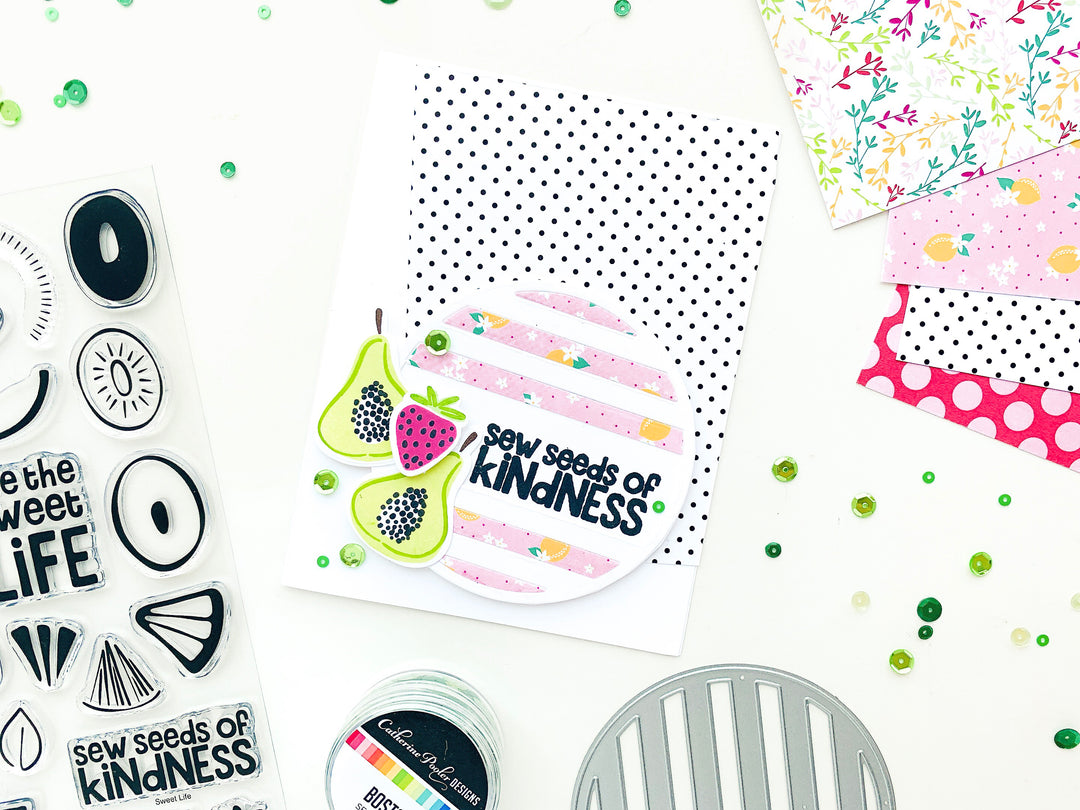 sew seeds of kindness card with fruits