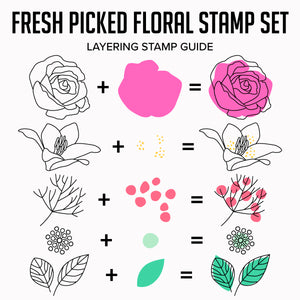 Fresh Picked Floral Stamp Set layering stamp guide