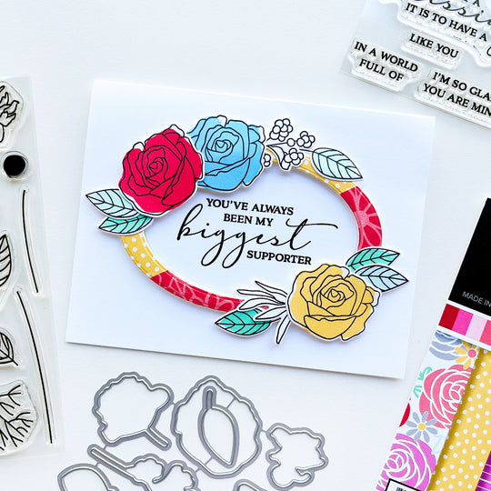 card with fresh picked florals and sentiment
