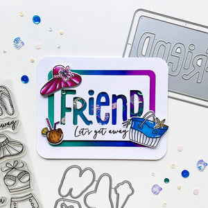 friend shaker card with topsail sequins