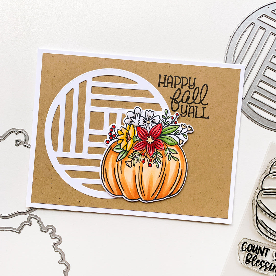 Pumpkin with great circle die and brown background
