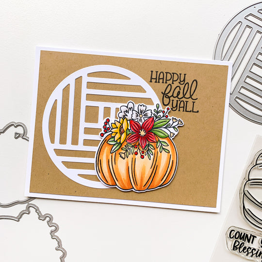 Pumpkin with great circle die and brown background