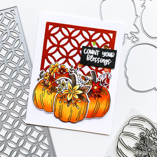 Pumpkins with orange sitting pretty accent frame card
