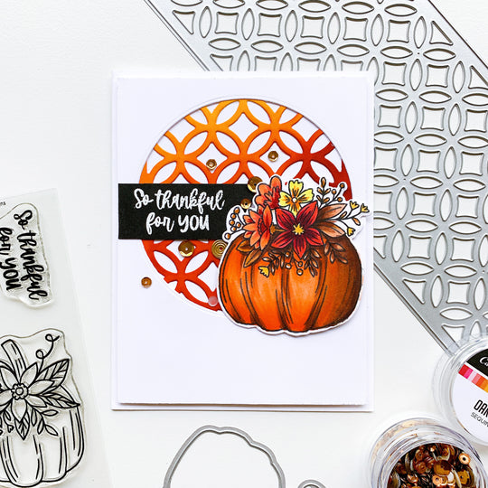thankful for you card with pumpkin