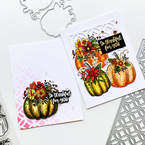 Sitting Pretty backgrounds with pumpkin cards