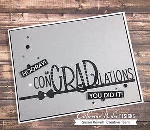 Congratulations sentiment with grey background and sequins