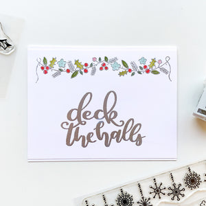 deck the halls card with garland border